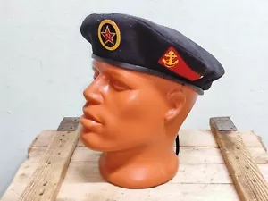 Sowjetisches Russisches Marinekorps schwarzes Barett mit Kokarde, UdSSR Armee Militärmütze, NEU - Bild 1 von 17