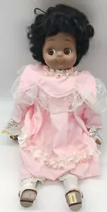1990 Brinns African American Porcelain Doll Vanessa Black 14" Pink Dress - Picture 1 of 9