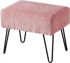 Pink Jacquard Chenille Ottoman, 19" x 13" x 17" H, Makeup Stool Foot Rest Chair