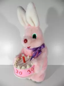 used - DURACELL rabbit birthday cake - 34cm - pink plush automatic - Picture 1 of 5