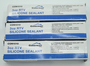 Lot of (3) Construct Pro 100% RTV Clear Silicone Adhesive Sealant (3 oz. Tube) - Picture 1 of 2