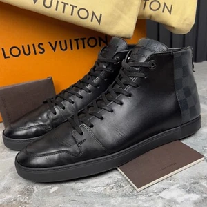Louis Vuitton Line Up Sneakers Damier Black Leather 8.5 LV or 9.5 US 42.5 EUR * - Picture 1 of 11