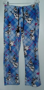 Olaf Pajama Pants Junior Youth 4-6 Girls 28" Inseam Blue Disney Polyester - Picture 1 of 6