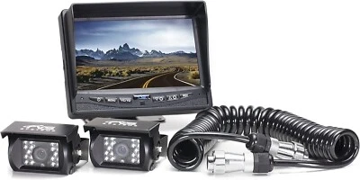 7"Backup Camera System (2 Camera) with Quick Connect Kit for Semi, Trailers, RVs - Image 1 of 4