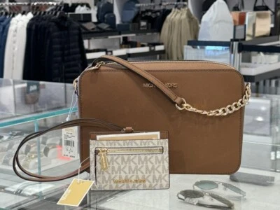 MICHAEL KORS JET SET BANDOLERA DE HOMBRO EQUIPAJE + ESTUCHE PARA TARJETAS CON CORDÓN VAINILLA Foto 1 de 4