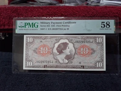Series 641 $10 Military Payment Certificate MPC PMG 58 Choice About New!! - Image 1 of 4