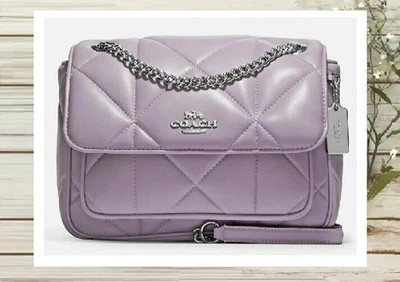 全新带标签 COACH Klare 绗缝单肩包斜挎包 CJ611 冰雾皮革银色 — 第 1/4 张图片