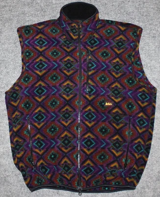 vintage REI MEN'S THAW FLEECE VEST 90s Polartec 200 Southwest Aztec sz L Vest - Image 1 of 4