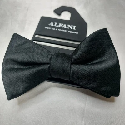 Pajarita negra ALFANI para hombre solo formal Macy's en tarjeta nueva ajustable 4,5 X 2 pulgadas Foto 1 de 4