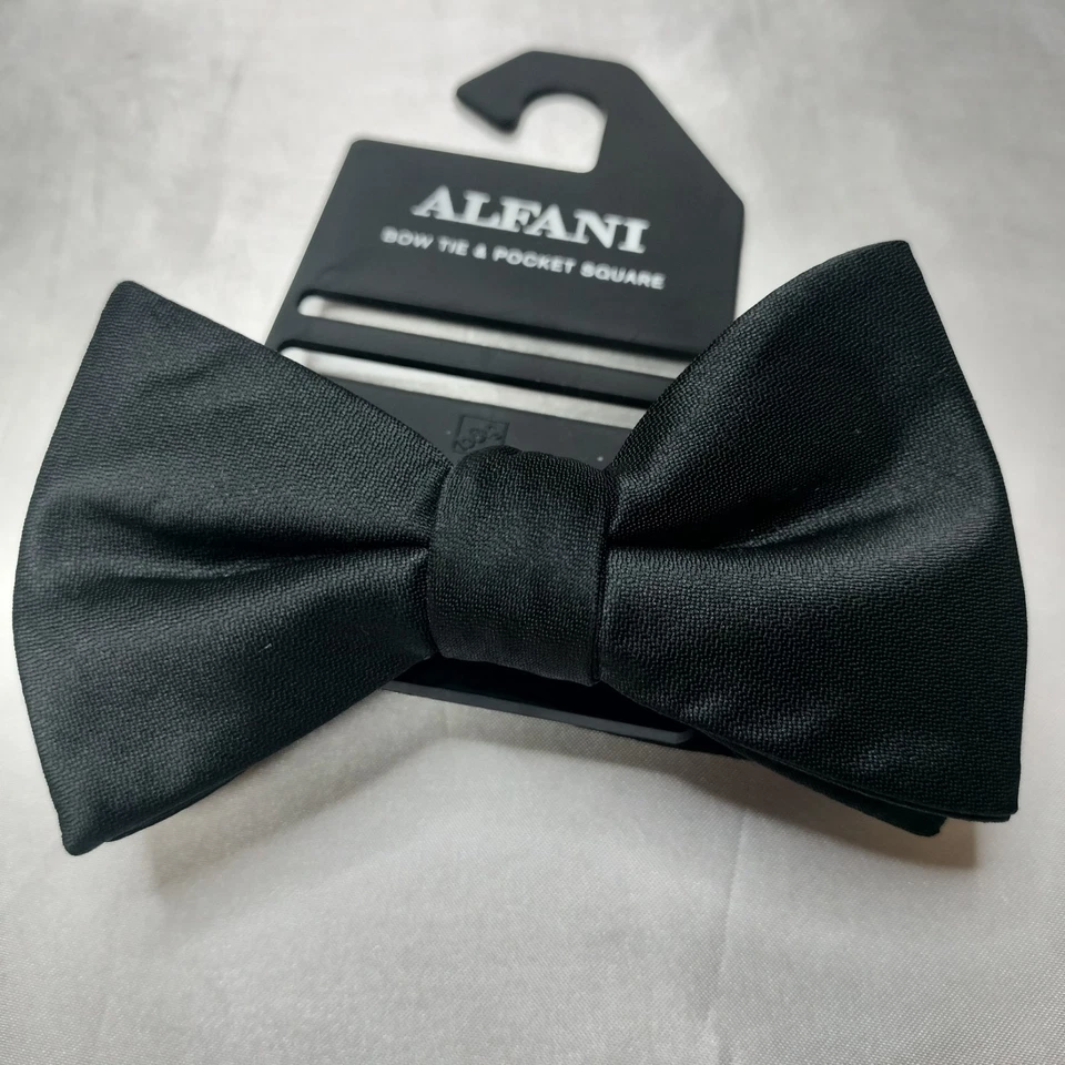 ALFANI 男式黑色仅领结正式梅西百货卡 NOS 可调节 4.5 X 2 英寸 — 第 1/4 张图片