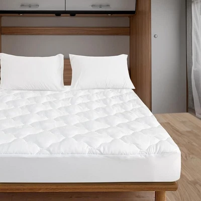 Almohadilla protectora de colchón corta para RV Queen impermeable (14 de profundidad), blanca  Foto 1 de 4