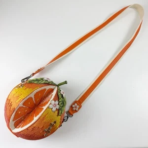 Mary Francis orange Umhängetasche Damen Handtasche Perlen verziert einmal getragen - Bild 1 von 19