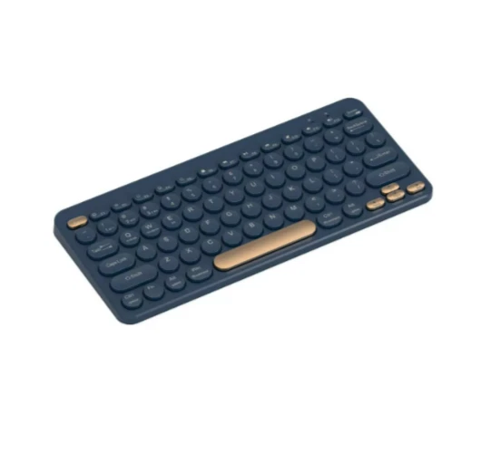 WIRELESS KEYBOARD COMPACT ROUND LOW PROFILE KEYS NAVY BLUE AND GOLD COLOR B41 - Image 1 of 4