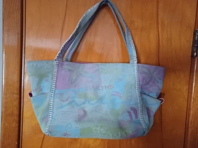 Sigrid Olsen Pastel Painted 100% Leather/Suede St Barths Open Tote Bag Pink Trim - Image 1 of 4