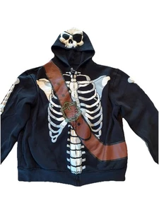 Disney Parks Pirates of the Caribbean Full Zip Skeleton Hoodie Size M - Picture 1 of 8