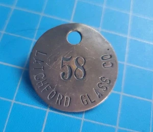 Early Employee Pin/Badge, Latchford Glass Co., #58, Brass, L.A. - Picture 1 of 3