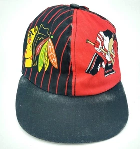 Vtg 1994 NHL x Looney Tunes Blackhawks Taz Tasmanian Devil KIDS 4 Panel Hat Cap - Picture 1 of 15