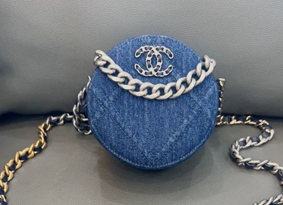 Bolsa de ombro CHANEL CoCo Mark31 denim corrente tiracolo feminina azul clássica - Imagem 1 de 4