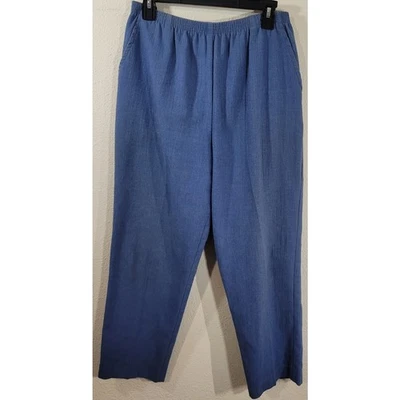 Blair Blue Pleated Pull On Slashed Pockets Pants 14 Lightweight Elastic Waist - Image 1 of 4