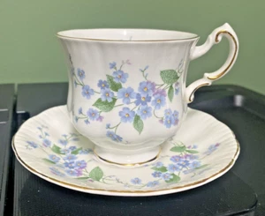 Vintage Paragon Forget Me Not Tea Cup & Saucer Fine Bone China Lavender Blue - Picture 1 of 16