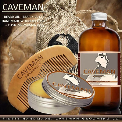 Hand Crafted Caveman® Beard Oil Conditioner + Beard Balm 18 Scents to Choose - Image 1 of 2