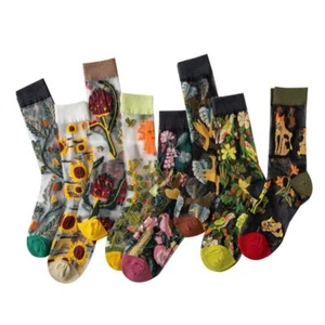 8 Pairs Women Floral Sheer Sock Elastic See Through Socks Summer Thin Mesh La... - Picture 1 of 7