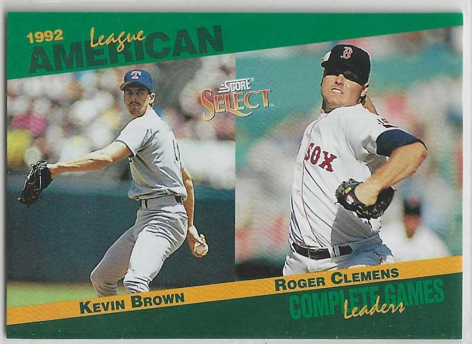 1993 Select Stat Leaders #62 Roger Clemens Boston Red Sox Kevin Brown Rangers - Image 1 of 1
