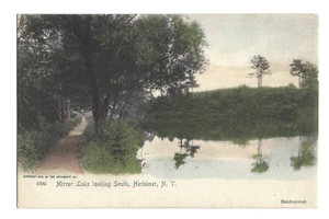 Antique Postcard Mirror Lake Looking South Herkimer NY Posted 1906 Rotograph - Picture 1 of 2