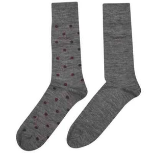 BOSS 2PK Calza in lana merino a pois e tinta unita - Grigio scuro / Bordo - Foto 1 di 6
