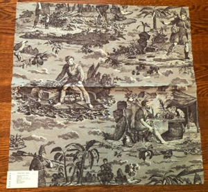 LEE JOFA Robinson Crusoe Toile in Aubergine 25" Cotton Fabric Sample - Picture 1 of 2
