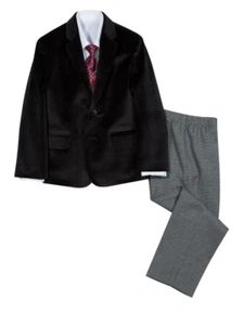 NAUTICA Little Boys 5 Black Velvet 4-piece Suit Set NWT $90 - Picture 1 of 2