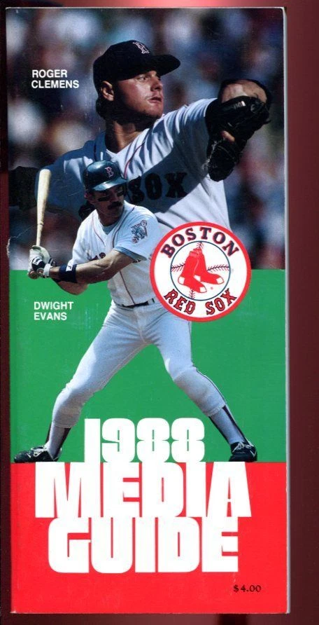 Baseball Media Press Guide Boston Red Sox 1988 Roger Clemens Wade Boggs - Image 1 of 1