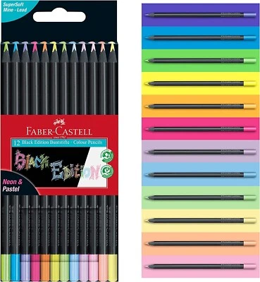 Faber-Castell Malstifte Schwarz Edition Neon & Pastellfarben - Set Von 12 - Bild 1 von 4