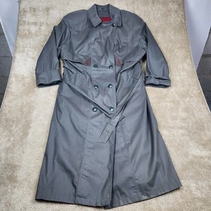 VTG 90s Cambridge Trench Coat Gray Size 16 Long Length 48" Lined - Picture 1 of 11