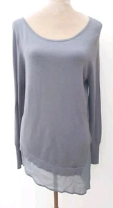 Maglione tunica lungo grigio come nuovo velluto taglia 12 maglia foderato linea orlo asimmetrico - Foto 1 di 18