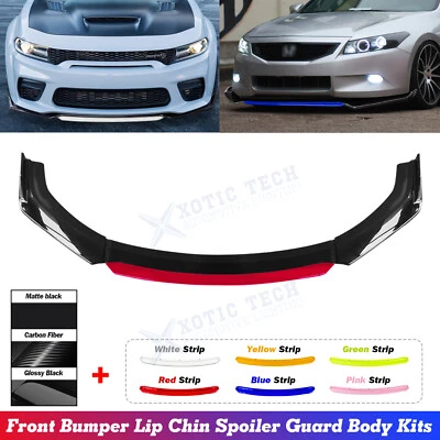 Set Universal Chin Spoiler Splitter Diffuser Protector Front Bumper Lip Body Kit - Image 1 of 4