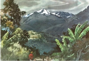 Impresión Acuarela John Pike - "EL PICO DE BOLIVAR EN LOS ANDES" - Imagen 1 de 1
