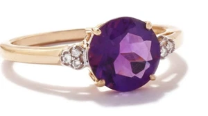 AAAA Kariba Amethyst Ring with Ratanakiri Zircon in 10K Gold 1.77cts SSGA58 - Picture 1 of 7