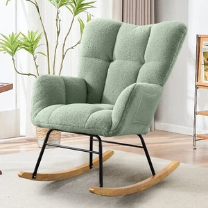Teddy Fabric Rocking Chair,Modern Rocking Accent Chair for Nursery,Living Room,B - Picture 1 of 13