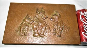 ANTIQUE COPPER & BAKELITE J.B. SCOTTISH TERRIER DOG DESK ART NOVELTY TRINKET BOX - Picture 1 of 12
