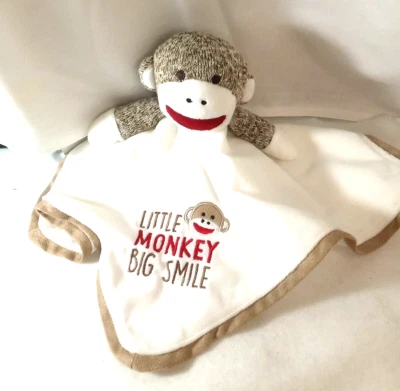 Baby Starters Monkey Lovey Rattle Embroidered Little Monkey Big Smile Satin... - Image 1 of 4