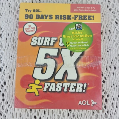 Vintage Try AOL 90 Days Risk Free Trial CD-Rom Sealed NEW NIB 5X FASTER - Image 1 of 3
