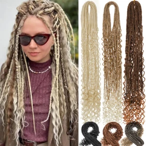22" Double Ended Dreadlocks Extensions Locs DE Dreads Bohemian Braids Curly Ends - Picture 1 of 30