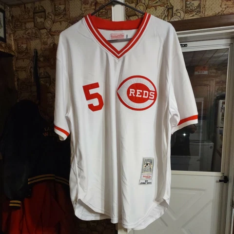 Mitchell & Ness 1975 Johnny Bench Cincinnati Reds Cooperstown Coll Jersey 5 Nice Cover