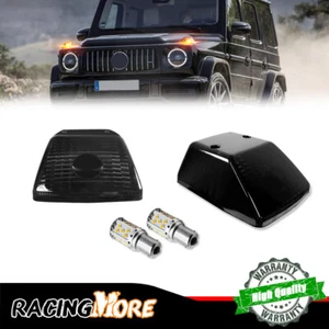 Dark Smoke Turn Signal Lamp w/Bulbs LED Kit For 1986-2018 Benz G500 G550 G63 AMG - Picture 1 of 11