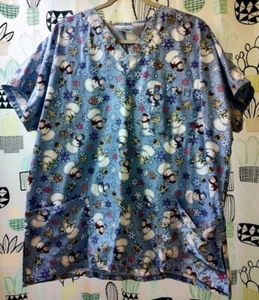 JLJ Scrubs Holiday Snowman Christmas Scrub Top 2XL - Picture 1 of 3