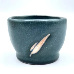 Handmade Sake Cup Emerald Feather Emblem 1.75 inches tall - Picture 1 of 5