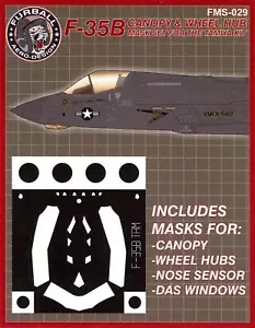 Furball Decals 1/48 LOCKHEED F-35B LIGHTNING Canopy & Wheel Vinyl Mask Tamiya - Picture 1 of 2