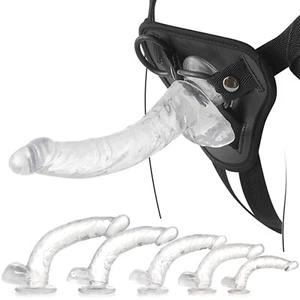Realistic Dildo Suction Cup Anal Vagina Strapon Panties Women Men Sex Toys Clear - Picture 1 of 18