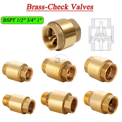 Non Return Valve BSPT 1/2" 3/4" 1" Female/Male Thread Brass Check Valves Fitting - Image 1 of 4